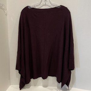 Kenneth Cole Maroon Poncho Womens Over The Heal Shawl Loose Knit XS/S
